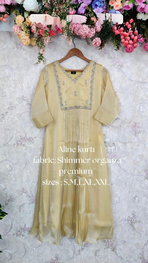 A-line kurti in premium shimmer organza