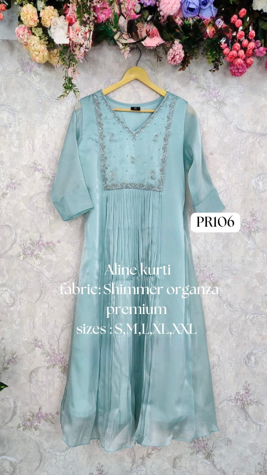 A-line kurti in premium shimmer organza