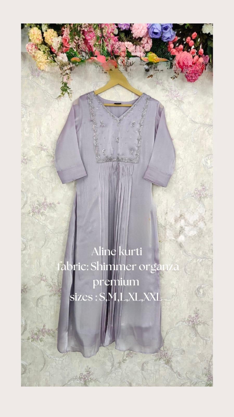A-line kurti in premium shimmer organza