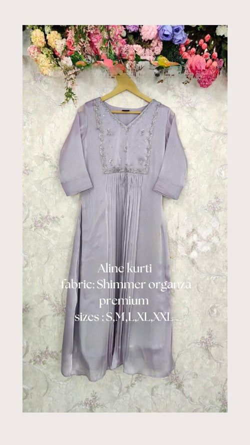 A-line kurti in premium shimmer organza