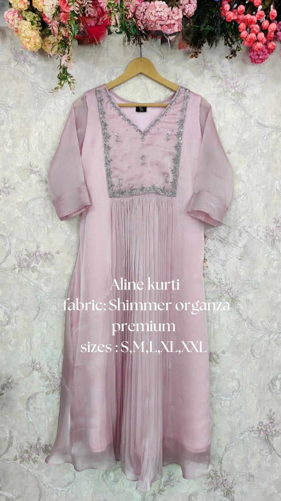 A-line kurti in premium shimmer organza