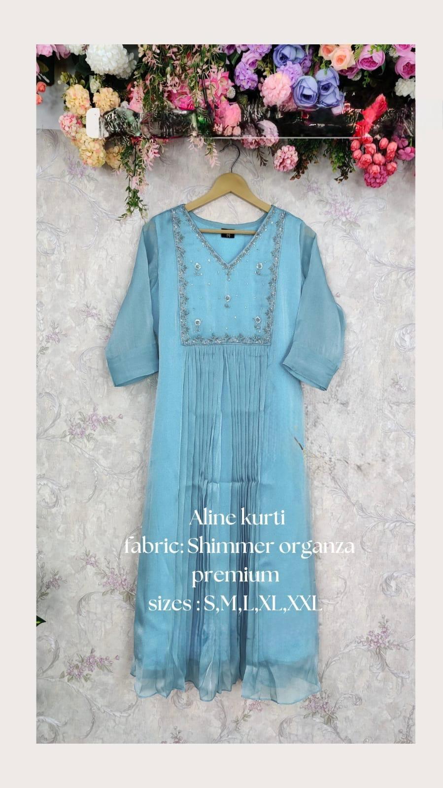 A-line kurti in premium shimmer organza