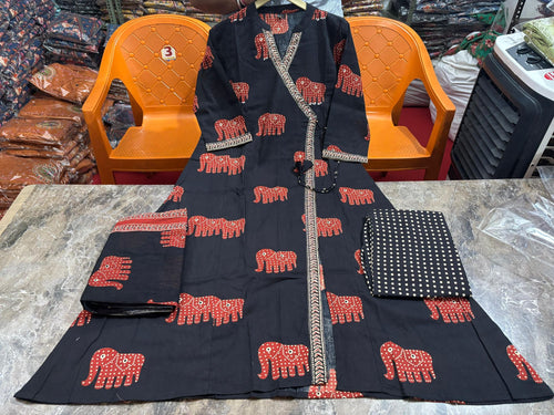A line kurta set with new style in elephant print_